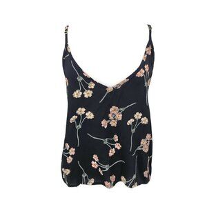 New Flynn Skye Cami Cropped Tank Top Womens XS Black Floral Rayon